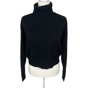 Nasty Gal Black Turn On Turtleneck Cropped Sweater Size L NWT